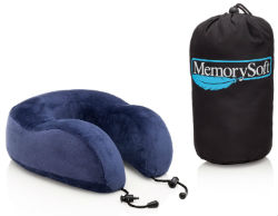 MemorySoft Memory Foam Neck Pillow with Travel Bag