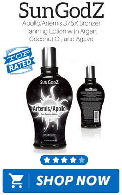 SunGodZ ApolloArtemis 375X Bronzer Tanning Lotion with Argan, Coconut Oil, and Agave